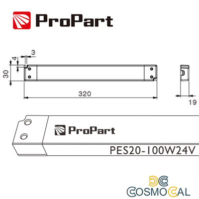 Alimentatore  SLIM: IP20 24V 100W 4.16A Size:320*30*19mm