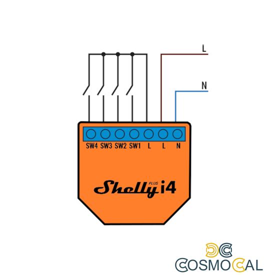 Shelly Plus I4 - Smart Control 4 input AC WiFi/BT
