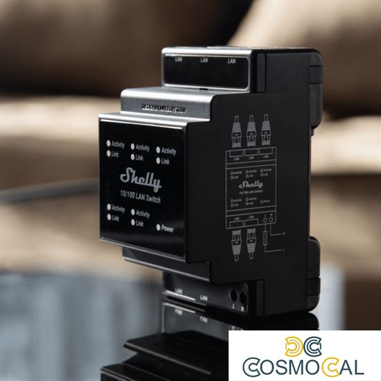 Shelly LAN Switch - Switch di rete DIN rail con 5 porte RJ45 eth