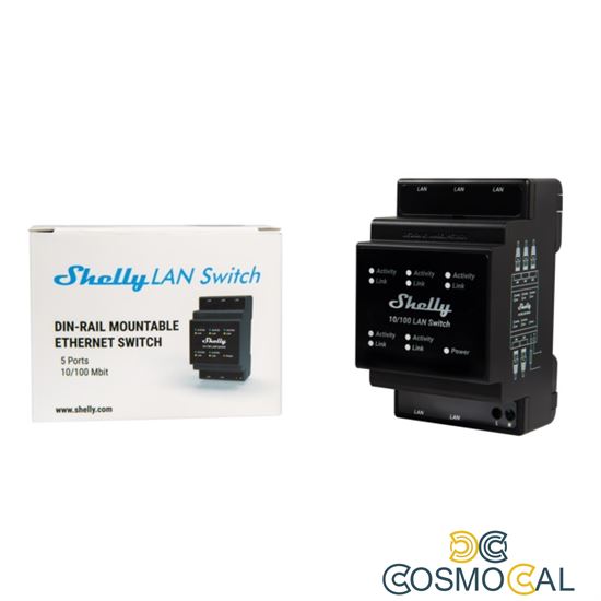 Shelly LAN Switch - Switch di rete DIN rail con 5 porte RJ45 eth