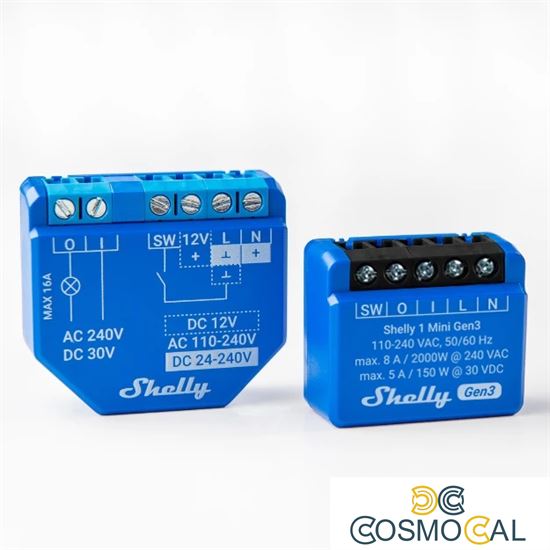 Shelly Mini 1 Gen3 - Smart Relay contatto pulito 8A AC/DC WiFi/B