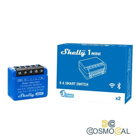 Shelly Mini 1 Gen3 - Smart Relay contatto pulito 8A AC/DC WiFi/B