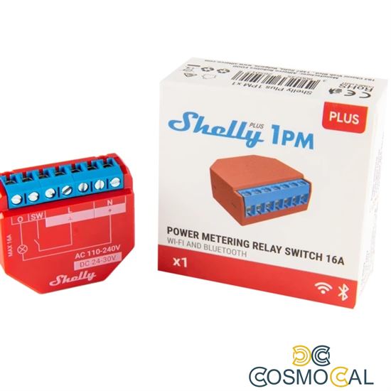 Shelly Plus 1PM - Smart Relay 16A  AC/DC WiFi/BT + PM