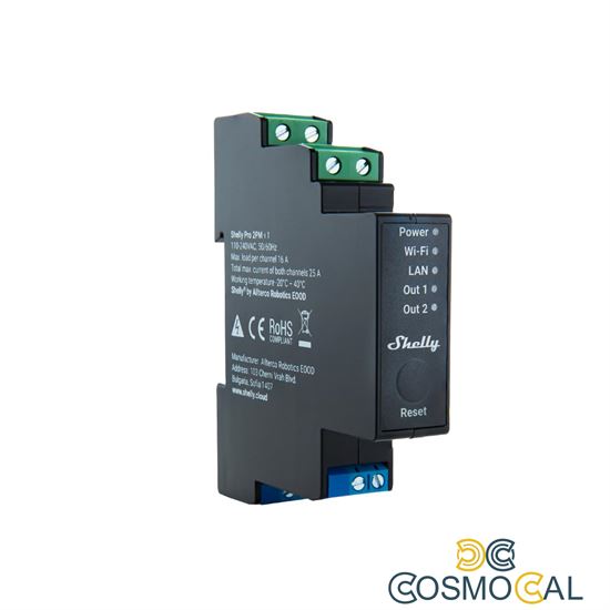 Shelly Pro 2PM - IP Smart Relay DIN 2ch. LAN/WiFi/BT + PM
