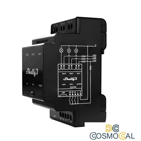 Shelly Pro 3 - IP Smart Relay contatto pulito DIN 3ch. LAN/WiFi/
