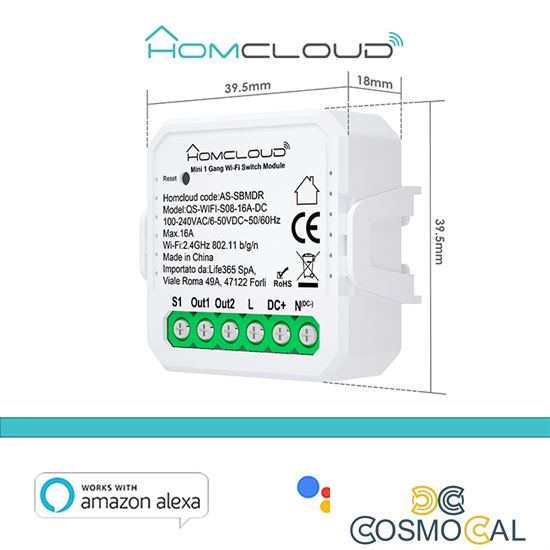 Modulo Interruttore/Pulsante Mini AC/DC Wi-Fi
