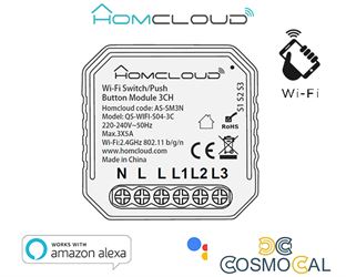 Modulo PuIsante/Interruttore 3CH Wi-Fi da incasso