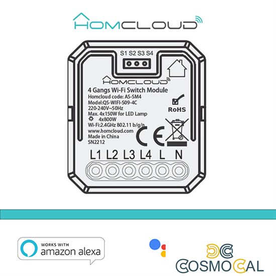 Modulo PuIsante/Interruttore 4CH Wi-Fi da incasso