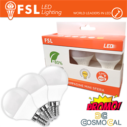 Lampada Mini Sfera E14: Confezione PROMO 3PACK - 6W 3000K