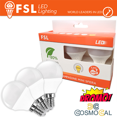 Lampada Mini Sfera E14: Confezione PROMO 3PACK - 6W 4000K