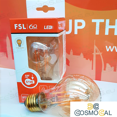 Lampada Goccia Filamento Ambra - 6W 2200K E27 650LM