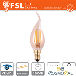 Lampada Colpo di Vento Filamento Ambra - 4W 2200K E14 300LM