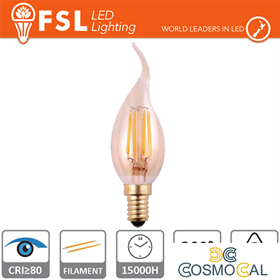 Lampada Colpo di Vento Filamento Ambra - 4W 2200K E14 300LM