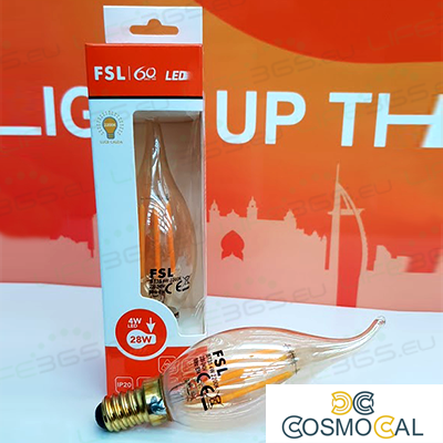 Lampada Colpo di Vento Filamento Ambra - 4W 2200K E14 300LM