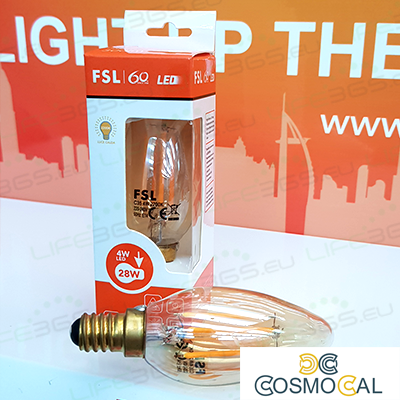 Lampada Oliva Filamento Ambra - 4W 2200K E14 330LM