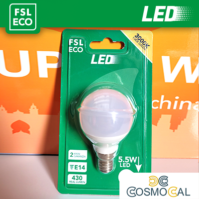 Lampada Sfera BLISTER - 5,5W 3000K E14