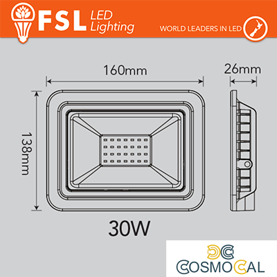 Proiettore per esterni Bianco 30W - IP65 115° 6500K