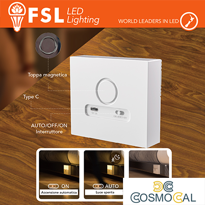 Luce notturna ricaricabile con sensore di movimento con esposito