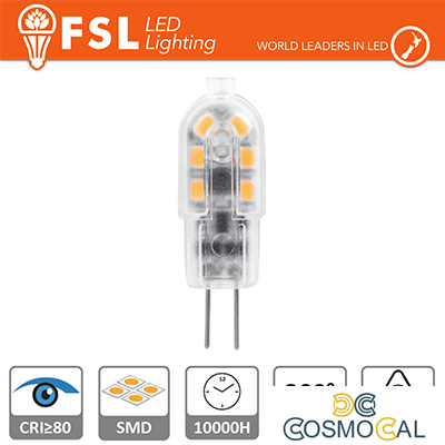 G4 - 1.5W 3000K 120LM >300º 39x12x10mm CRI80 DC-12V