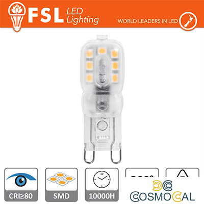 G9 - 2.2W 3000K 230LM >300º 48x16x12mm CRI80 AC-230V