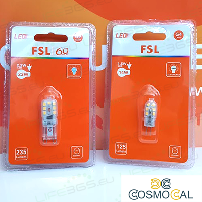 G9 - 2.2W 3000K 230LM >300º 48x16x12mm CRI80 AC-230V