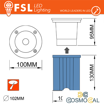 Faretto esterno carrabile calpestabile GU10 IP67 +25 cm cavo