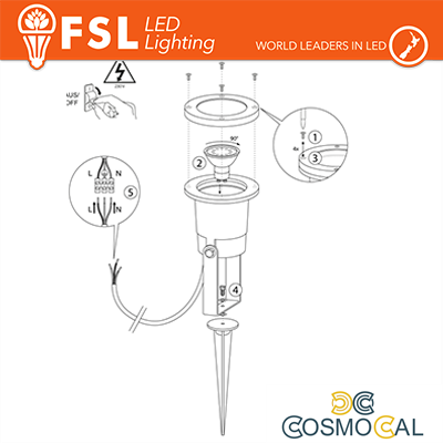 Faretto giardino orientabile picchetto ip65 gu10 Bianco