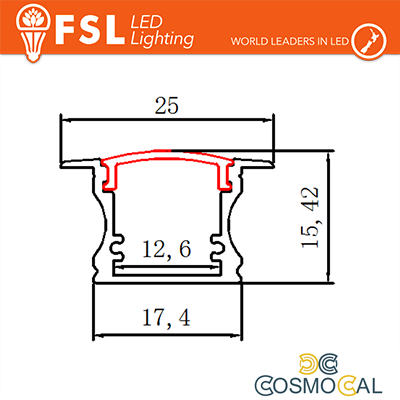 BARRA  ALLUMINIO 6063 - Incasso- 2m SILVER