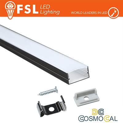 KIT PROFILO ALLUMINIO 6063 - U 2m SILVER - cover opale 2000*9.5*