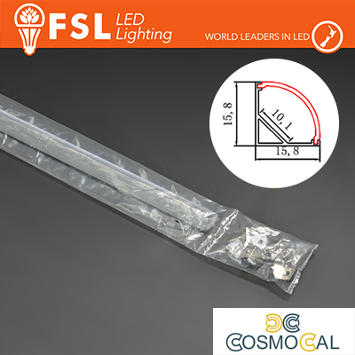 KIT PROFILO ALLUMINIO 6063 - Angolare 2m SILVER - cover opal