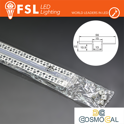 KIT PROFILO ALLUMINIO 6063 - RASO 2m SILVER - cover opal