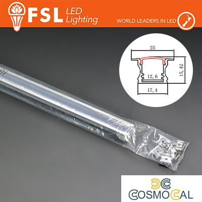 KIT PROFILO ALLUMINIO 6063 - Incasso 2m SILVER - cover opal