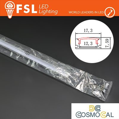 KIT PROFILO ALLUMINIO 6063 - U 2m SILVER - cover opal