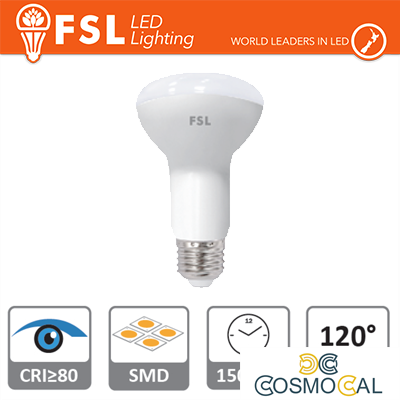 R63 - 8W 6500K 630LM >120º 63X102mm CRI80 E27 25.000H