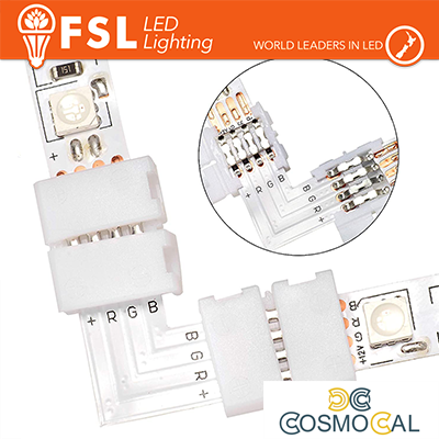 Connettore rapido L per strip 10mm LED RGB