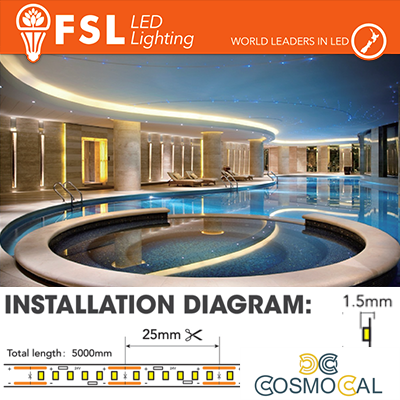 Striscia LED 5m IP20 2835 24V - 16W/m 240led/m 6500K