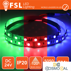 Striscia LED 5m IP20 5050 24V - 12W/m 60led/m RGB