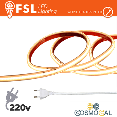 Striscia LED COB 20metri - IP65 3000K 220V 15W/m 1200lm/m+KIT ta