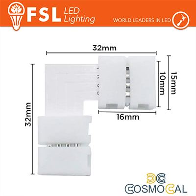 Connettore rapido L per strip LED monocolore 10mm