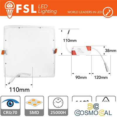 Downlight LED IP20 24W 4000K 1900LM 110° FORO:285x285mm