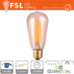 Lampada Edison Filamento Ambra - 6W 2200K E27 650LM