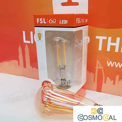 Lampada Edison Filamento Ambra - 6W 2200K E27 650LM