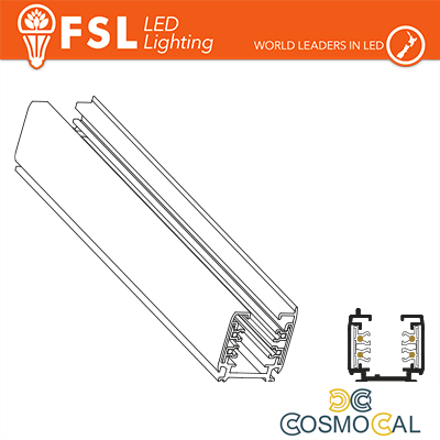 FSL Binario per proiettori Trifase 2metri BIANCO