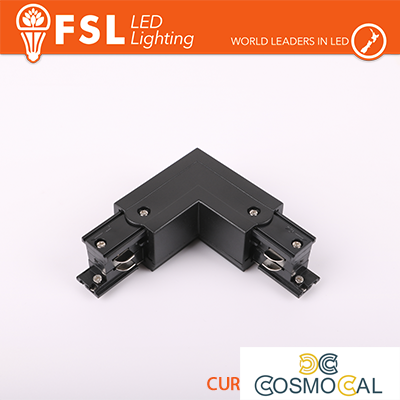 FSL Connettore Forma L destra per Binario Trifase - Colore NERO