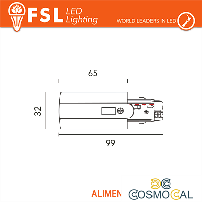 FSL Testata di alimentazione DESTRA per binario trifase - colore
