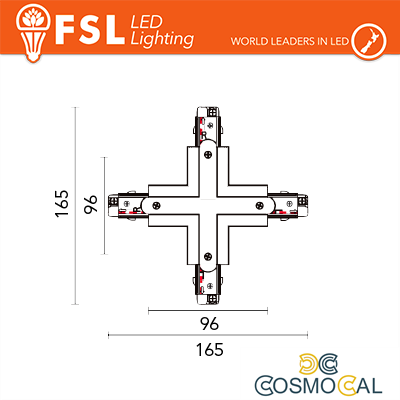 FSL Connettore Forma X per binario Trifase - Colore NERO