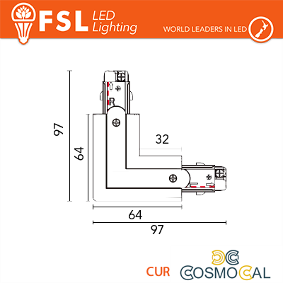 FSL Connettore Forma L sinistra per Binario Trifase - Colore BIA