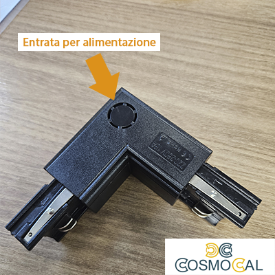 FSL Connettore Forma L destra per Binario Trifase - Colore BIANC