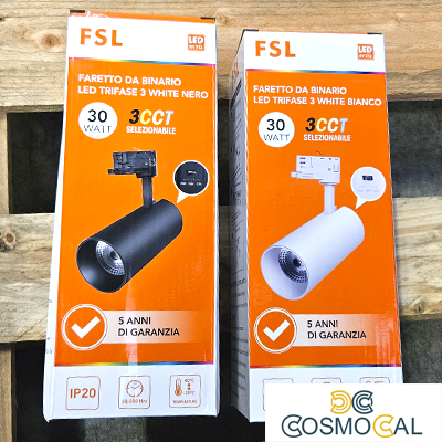FSL Proiettore a Binario Trifase NERO - 3white 3000-4000-6500k,