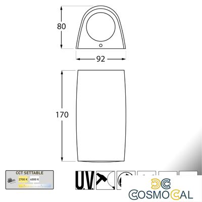 MARTA 90 1L NERO SATIN LED GU10 3,5W CCT 3WHITE